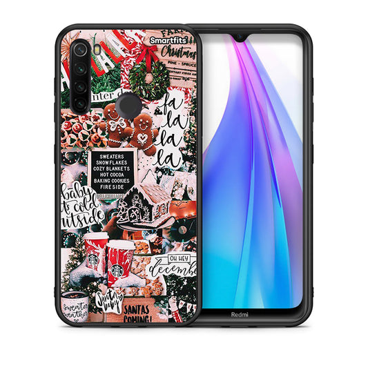 Θήκη Xiaomi Redmi Note 8T Xmas Habbits από τη Smartfits με σχέδιο στο πίσω μέρος και μαύρο περίβλημα | Xiaomi Redmi Note 8 Xmas Habbits case with colorful back and black bezels