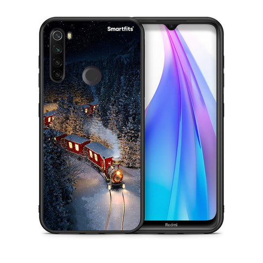 Θήκη Xiaomi Redmi Note 8T Xmas Train από τη Smartfits με σχέδιο στο πίσω μέρος και μαύρο περίβλημα | Xiaomi Redmi Note 8 Xmas Train case with colorful back and black bezels