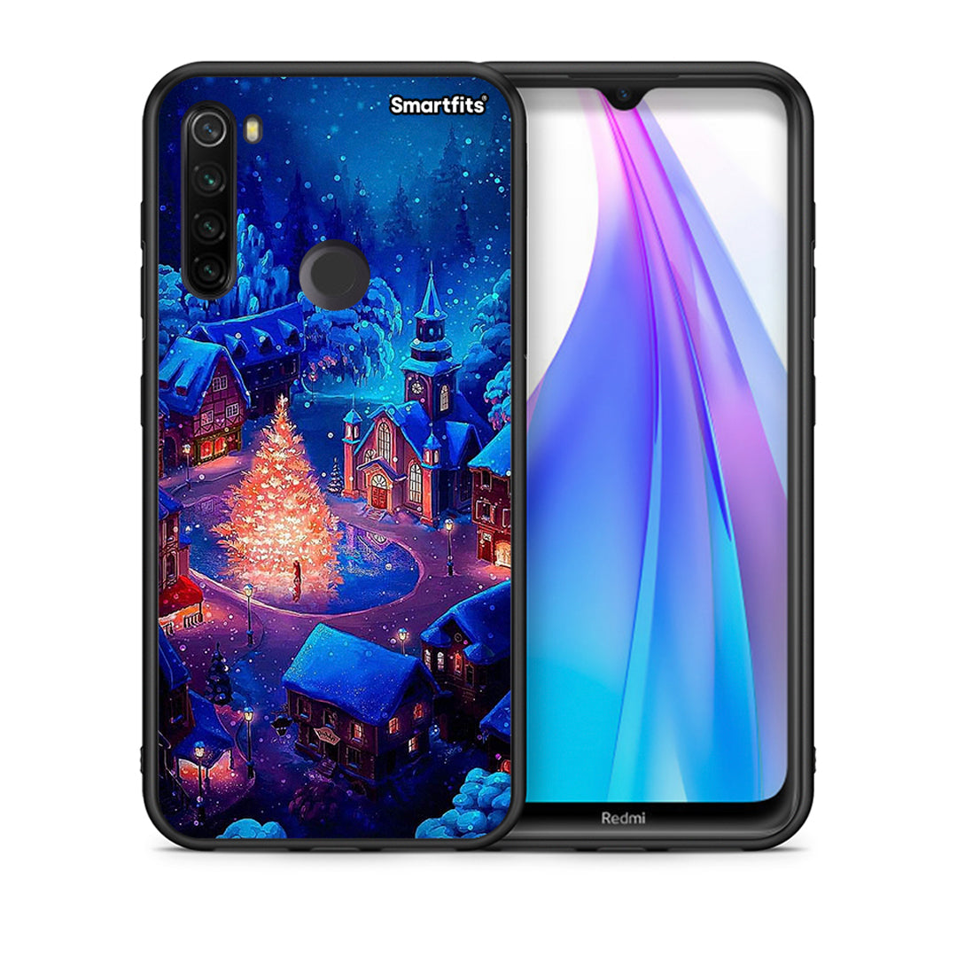 Θήκη Xiaomi Redmi Note 8T Xmas Village από τη Smartfits με σχέδιο στο πίσω μέρος και μαύρο περίβλημα | Xiaomi Redmi Note 8 Xmas Village case with colorful back and black bezels