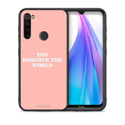 Θήκη Αγίου Βαλεντίνου Xiaomi Redmi Note 8T You Deserve The World από τη Smartfits με σχέδιο στο πίσω μέρος και μαύρο περίβλημα | Xiaomi Redmi Note 8 You Deserve The World case with colorful back and black bezels
