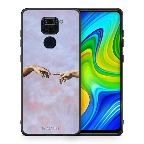 Θήκη Xiaomi Redmi Note 9 Adam Hand από τη Smartfits με σχέδιο στο πίσω μέρος και μαύρο περίβλημα | Xiaomi Redmi Note 9 Adam Hand case with colorful back and black bezels