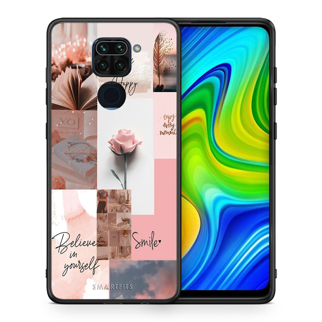 Θήκη Xiaomi Redmi Note 9 Aesthetic Collage από τη Smartfits με σχέδιο στο πίσω μέρος και μαύρο περίβλημα | Xiaomi Redmi Note 9 Aesthetic Collage case with colorful back and black bezels