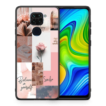 Θήκη Xiaomi Redmi Note 9 Aesthetic Collage από τη Smartfits με σχέδιο στο πίσω μέρος και μαύρο περίβλημα | Xiaomi Redmi Note 9 Aesthetic Collage case with colorful back and black bezels