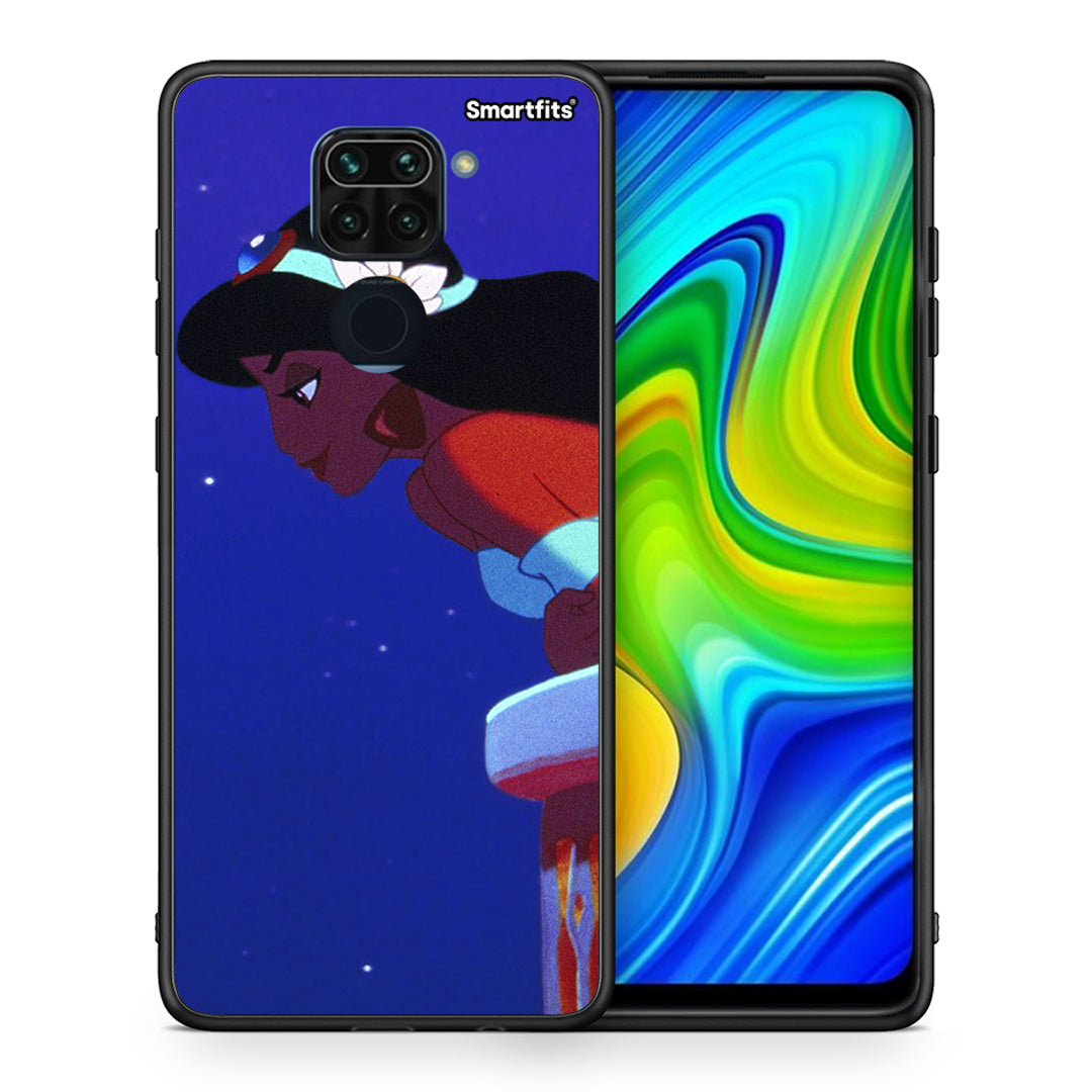 Θήκη Xiaomi Redmi Note 9 Alladin And Jasmine Love 2 από τη Smartfits με σχέδιο στο πίσω μέρος και μαύρο περίβλημα | Xiaomi Redmi Note 9 Alladin And Jasmine Love 2 case with colorful back and black bezels