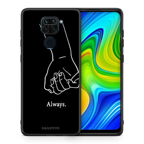 Θήκη Αγίου Βαλεντίνου Xiaomi Redmi Note 9 Always & Forever 1 από τη Smartfits με σχέδιο στο πίσω μέρος και μαύρο περίβλημα | Xiaomi Redmi Note 9 Always & Forever 1 case with colorful back and black bezels