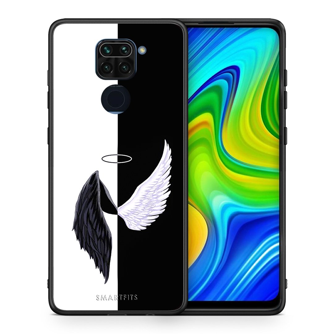 Θήκη Xiaomi Redmi Note 9 Angels Demons από τη Smartfits με σχέδιο στο πίσω μέρος και μαύρο περίβλημα | Xiaomi Redmi Note 9 Angels Demons case with colorful back and black bezels