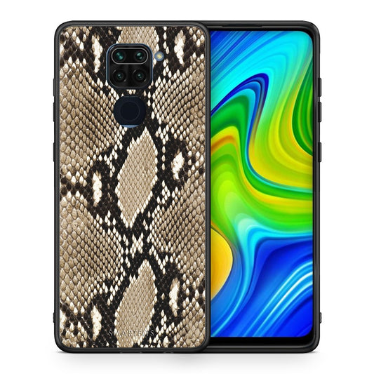 Θήκη Xiaomi Redmi Note 9 Fashion Snake Animal από τη Smartfits με σχέδιο στο πίσω μέρος και μαύρο περίβλημα | Xiaomi Redmi Note 9 Fashion Snake Animal case with colorful back and black bezels