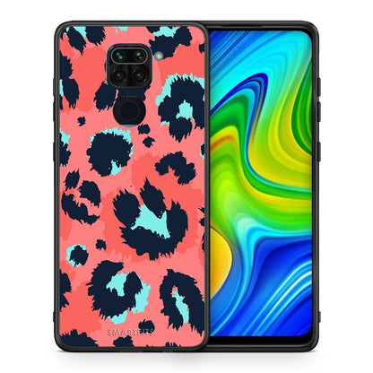 Θήκη Xiaomi Redmi Note 9 Pink Leopard Animal από τη Smartfits με σχέδιο στο πίσω μέρος και μαύρο περίβλημα | Xiaomi Redmi Note 9 Pink Leopard Animal case with colorful back and black bezels