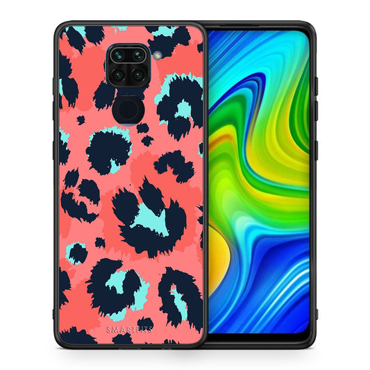 Θήκη Xiaomi Redmi Note 9 Pink Leopard Animal από τη Smartfits με σχέδιο στο πίσω μέρος και μαύρο περίβλημα | Xiaomi Redmi Note 9 Pink Leopard Animal case with colorful back and black bezels