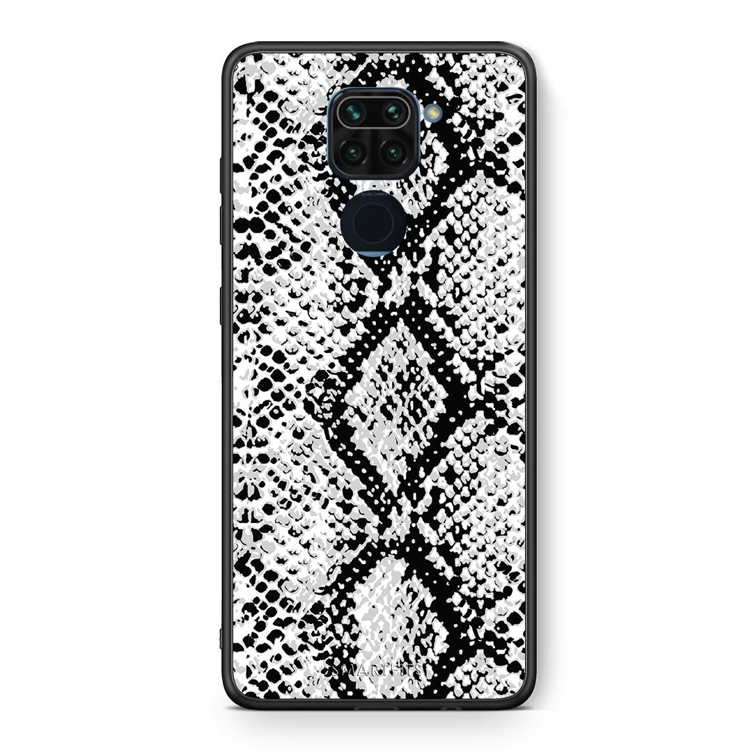 Θήκη Xiaomi Redmi Note 9 White Snake Animal από τη Smartfits με σχέδιο στο πίσω μέρος και μαύρο περίβλημα | Xiaomi Redmi Note 9 White Snake Animal case with colorful back and black bezels