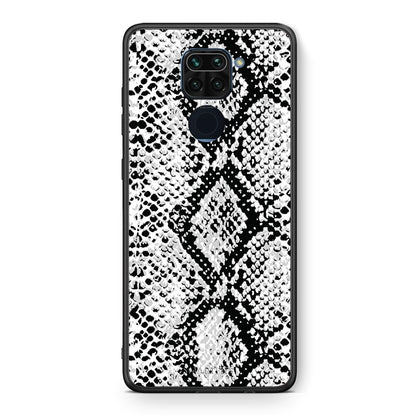 Θήκη Xiaomi Redmi Note 9 White Snake Animal από τη Smartfits με σχέδιο στο πίσω μέρος και μαύρο περίβλημα | Xiaomi Redmi Note 9 White Snake Animal case with colorful back and black bezels