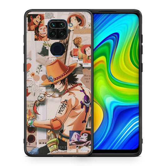 Θήκη Xiaomi Redmi Note 9 Anime Collage από τη Smartfits με σχέδιο στο πίσω μέρος και μαύρο περίβλημα | Xiaomi Redmi Note 9 Anime Collage case with colorful back and black bezels