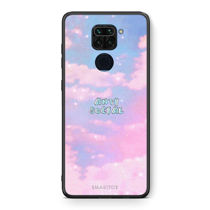 Θήκη Αγίου Βαλεντίνου Xiaomi Redmi Note 9 Anti Social από τη Smartfits με σχέδιο στο πίσω μέρος και μαύρο περίβλημα | Xiaomi Redmi Note 9 Anti Social case with colorful back and black bezels