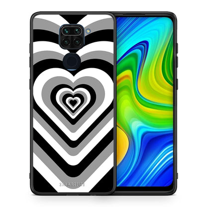 Θήκη Xiaomi Redmi Note 9 Black Hearts από τη Smartfits με σχέδιο στο πίσω μέρος και μαύρο περίβλημα | Xiaomi Redmi Note 9 Black Hearts case with colorful back and black bezels