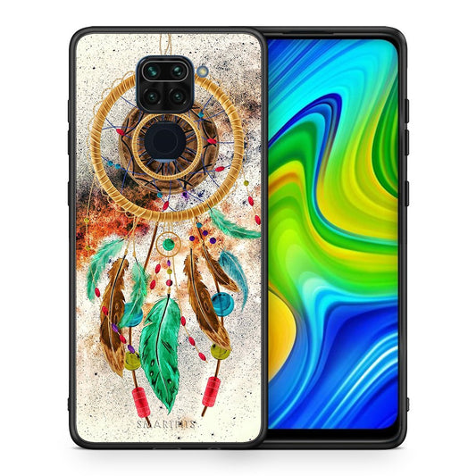 Θήκη Xiaomi Redmi Note 9 DreamCatcher Boho από τη Smartfits με σχέδιο στο πίσω μέρος και μαύρο περίβλημα | Xiaomi Redmi Note 9 DreamCatcher Boho case with colorful back and black bezels
