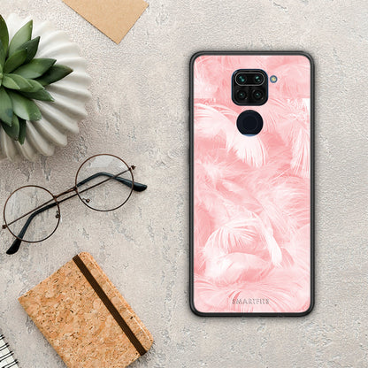Boho Pink Feather - Xiaomi Redmi Note 9 θήκη