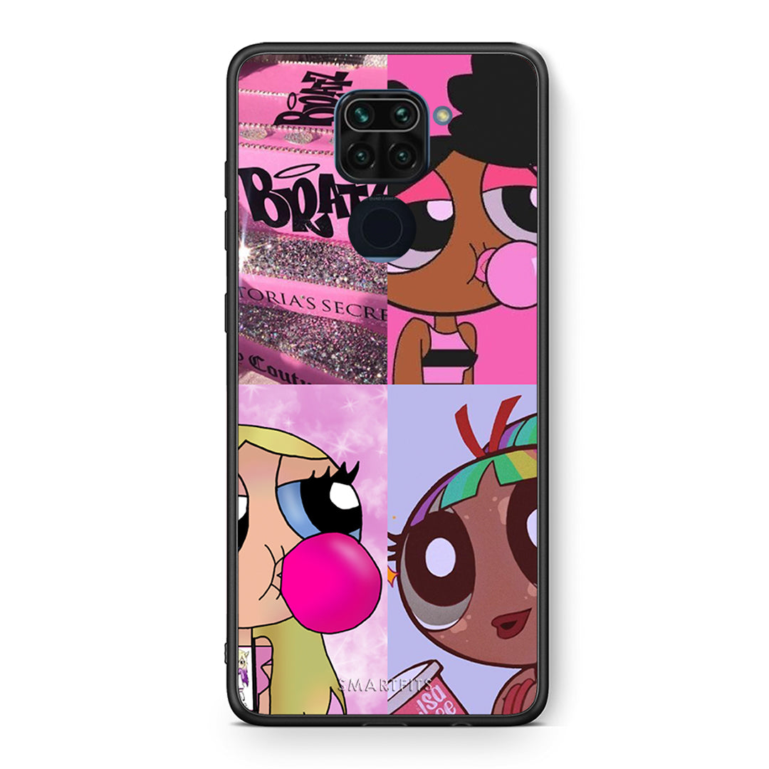 Θήκη Αγίου Βαλεντίνου Xiaomi Redmi Note 9 Bubble Girls από τη Smartfits με σχέδιο στο πίσω μέρος και μαύρο περίβλημα | Xiaomi Redmi Note 9 Bubble Girls case with colorful back and black bezels