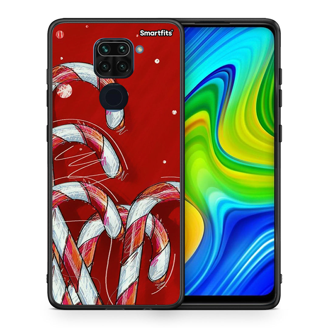 Θήκη Xiaomi Redmi Note 9 Candy Cane από τη Smartfits με σχέδιο στο πίσω μέρος και μαύρο περίβλημα | Xiaomi Redmi Note 9 Candy Cane case with colorful back and black bezels