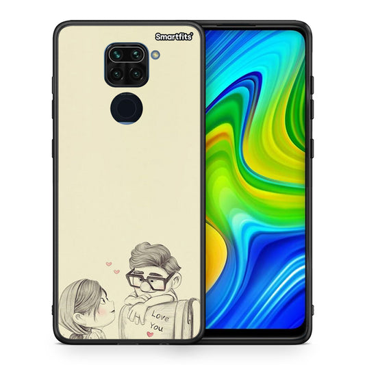 Θήκη Xiaomi Redmi Note 9 Carl And Ellie από τη Smartfits με σχέδιο στο πίσω μέρος και μαύρο περίβλημα | Xiaomi Redmi Note 9 Carl And Ellie case with colorful back and black bezels