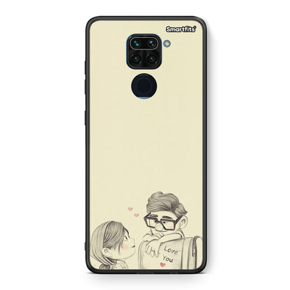 Θήκη Xiaomi Redmi Note 9 Carl And Ellie από τη Smartfits με σχέδιο στο πίσω μέρος και μαύρο περίβλημα | Xiaomi Redmi Note 9 Carl And Ellie case with colorful back and black bezels