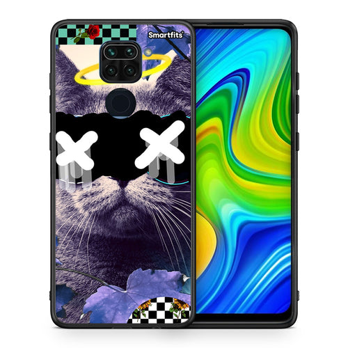 Θήκη Xiaomi Redmi Note 9 Cat Collage από τη Smartfits με σχέδιο στο πίσω μέρος και μαύρο περίβλημα | Xiaomi Redmi Note 9 Cat Collage case with colorful back and black bezels