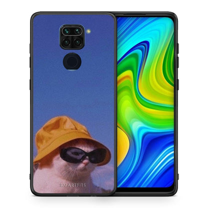 Θήκη Xiaomi Redmi Note 9 Cat Diva από τη Smartfits με σχέδιο στο πίσω μέρος και μαύρο περίβλημα | Xiaomi Redmi Note 9 Cat Diva case with colorful back and black bezels