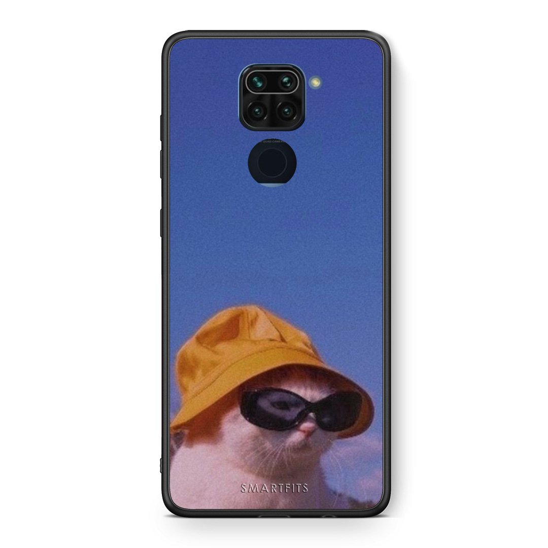 Θήκη Xiaomi Redmi Note 9 Cat Diva από τη Smartfits με σχέδιο στο πίσω μέρος και μαύρο περίβλημα | Xiaomi Redmi Note 9 Cat Diva case with colorful back and black bezels