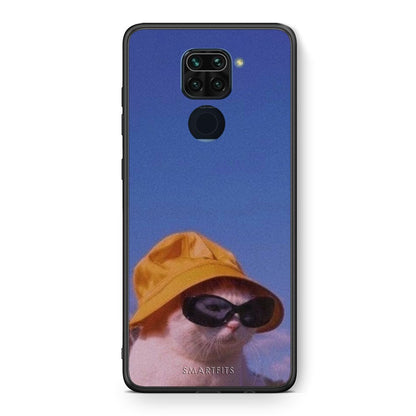 Θήκη Xiaomi Redmi Note 9 Cat Diva από τη Smartfits με σχέδιο στο πίσω μέρος και μαύρο περίβλημα | Xiaomi Redmi Note 9 Cat Diva case with colorful back and black bezels