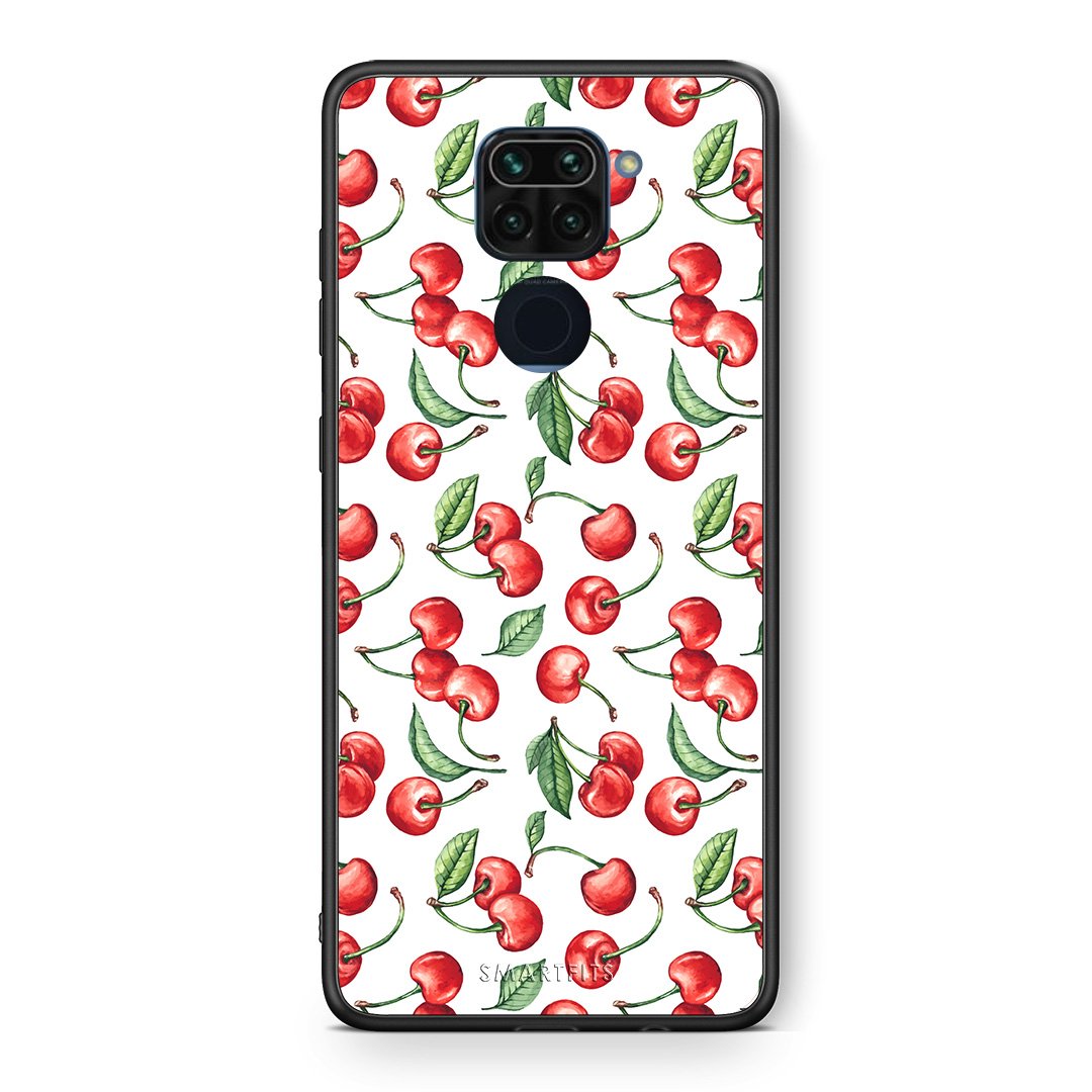 Θήκη Xiaomi Redmi Note 9 Cherry Summer από τη Smartfits με σχέδιο στο πίσω μέρος και μαύρο περίβλημα | Xiaomi Redmi Note 9 Cherry Summer case with colorful back and black bezels