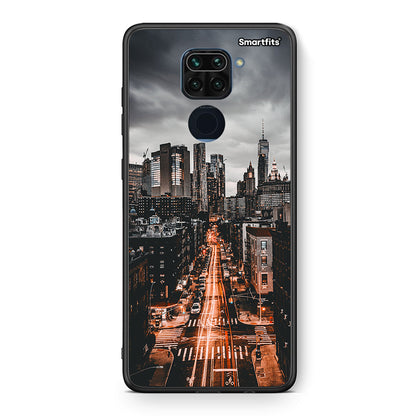 Θήκη Xiaomi Redmi Note 9 City Lights από τη Smartfits με σχέδιο στο πίσω μέρος και μαύρο περίβλημα | Xiaomi Redmi Note 9 City Lights case with colorful back and black bezels