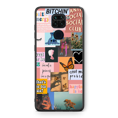 Θήκη Αγίου Βαλεντίνου Xiaomi Redmi Note 9 Collage Bitchin από τη Smartfits με σχέδιο στο πίσω μέρος και μαύρο περίβλημα | Xiaomi Redmi Note 9 Collage Bitchin case with colorful back and black bezels