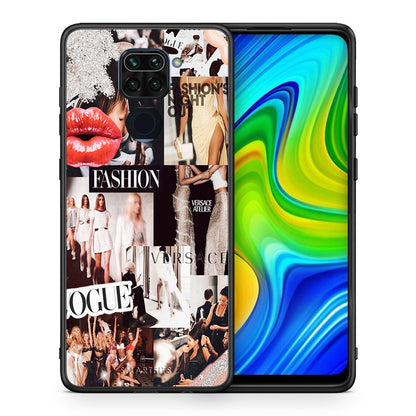 Θήκη Αγίου Βαλεντίνου Xiaomi Redmi Note 9 Collage Fashion από τη Smartfits με σχέδιο στο πίσω μέρος και μαύρο περίβλημα | Xiaomi Redmi Note 9 Collage Fashion case with colorful back and black bezels