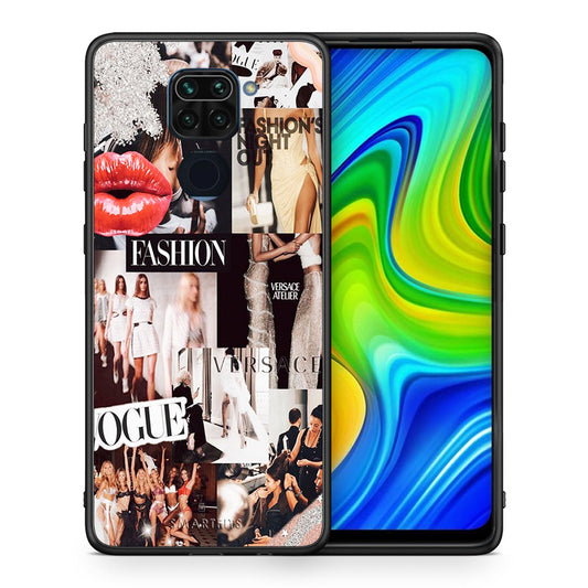 Θήκη Αγίου Βαλεντίνου Xiaomi Redmi Note 9 Collage Fashion από τη Smartfits με σχέδιο στο πίσω μέρος και μαύρο περίβλημα | Xiaomi Redmi Note 9 Collage Fashion case with colorful back and black bezels