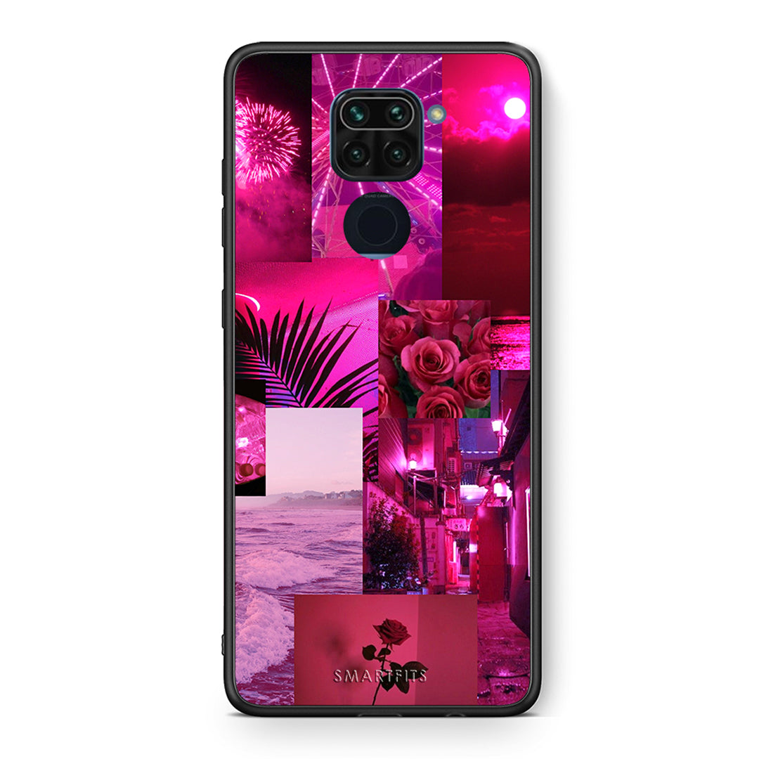 Θήκη Αγίου Βαλεντίνου Xiaomi Redmi Note 9 Collage Red Roses από τη Smartfits με σχέδιο στο πίσω μέρος και μαύρο περίβλημα | Xiaomi Redmi Note 9 Collage Red Roses case with colorful back and black bezels