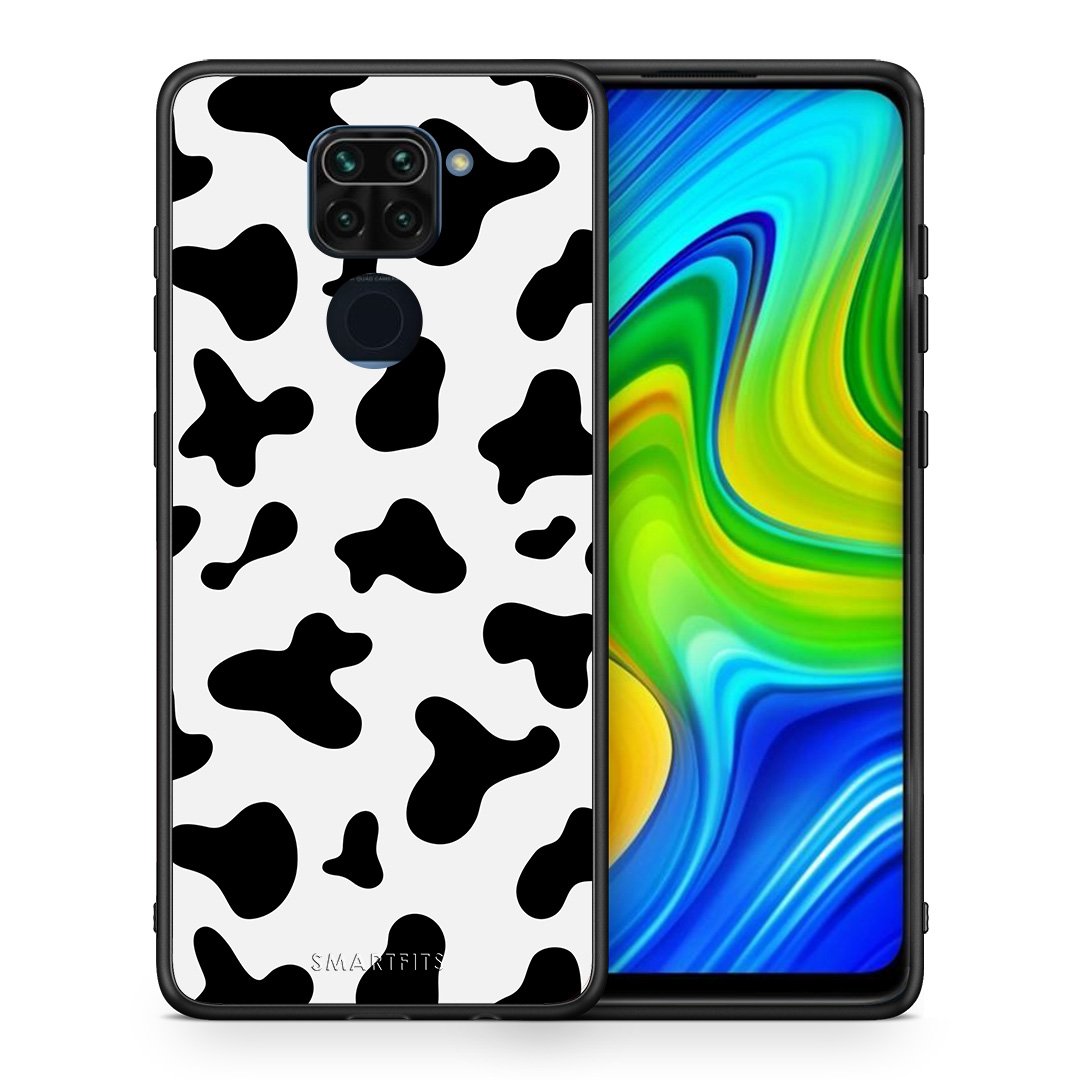 Θήκη Xiaomi Redmi Note 9 Cow Print από τη Smartfits με σχέδιο στο πίσω μέρος και μαύρο περίβλημα | Xiaomi Redmi Note 9 Cow Print case with colorful back and black bezels