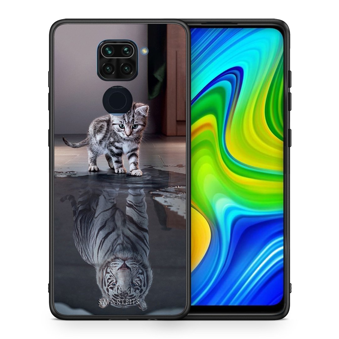 Θήκη Xiaomi Redmi Note 9 Tiger Cute από τη Smartfits με σχέδιο στο πίσω μέρος και μαύρο περίβλημα | Xiaomi Redmi Note 9 Tiger Cute case with colorful back and black bezels