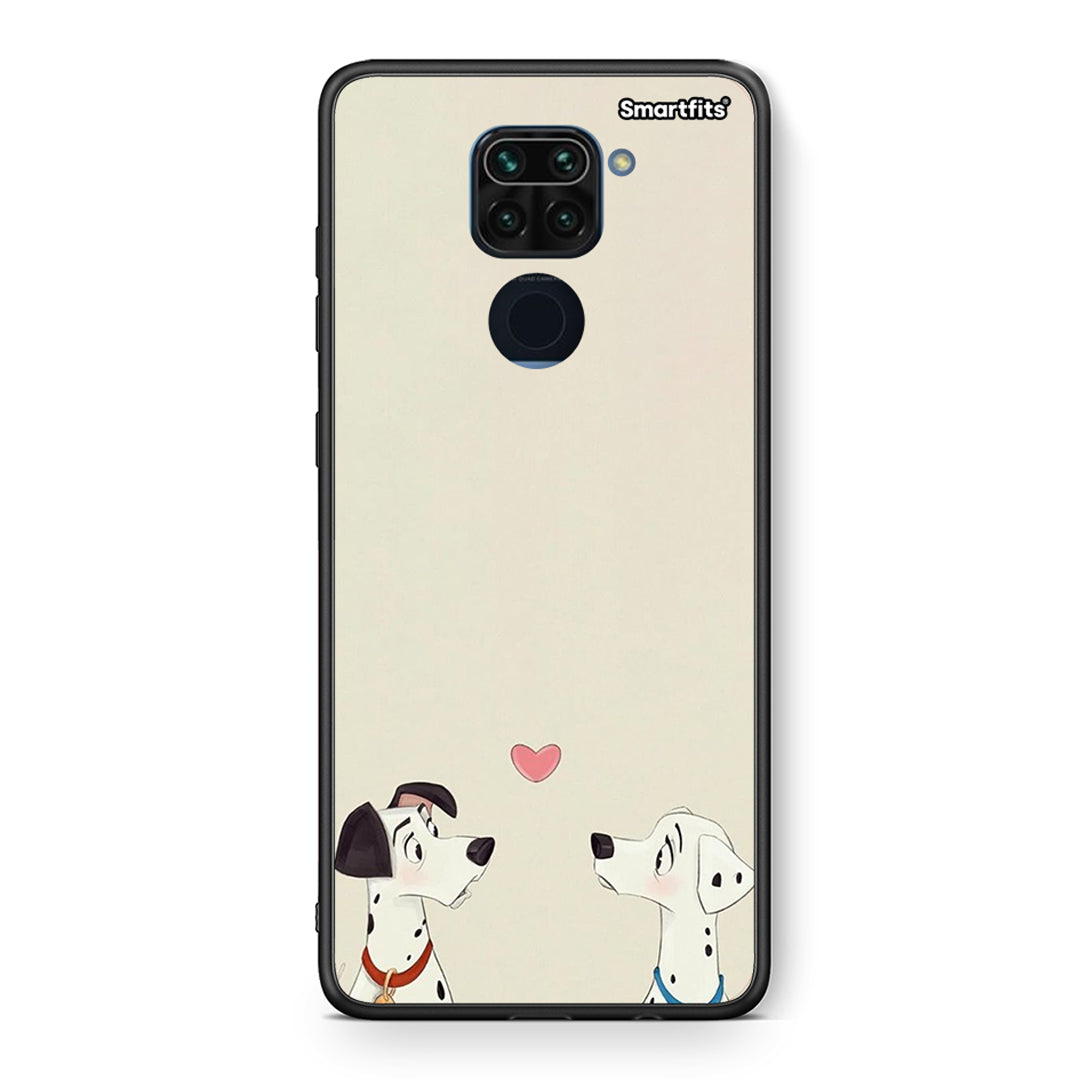 Θήκη Xiaomi Redmi Note 9 Dalmatians Love από τη Smartfits με σχέδιο στο πίσω μέρος και μαύρο περίβλημα | Xiaomi Redmi Note 9 Dalmatians Love case with colorful back and black bezels