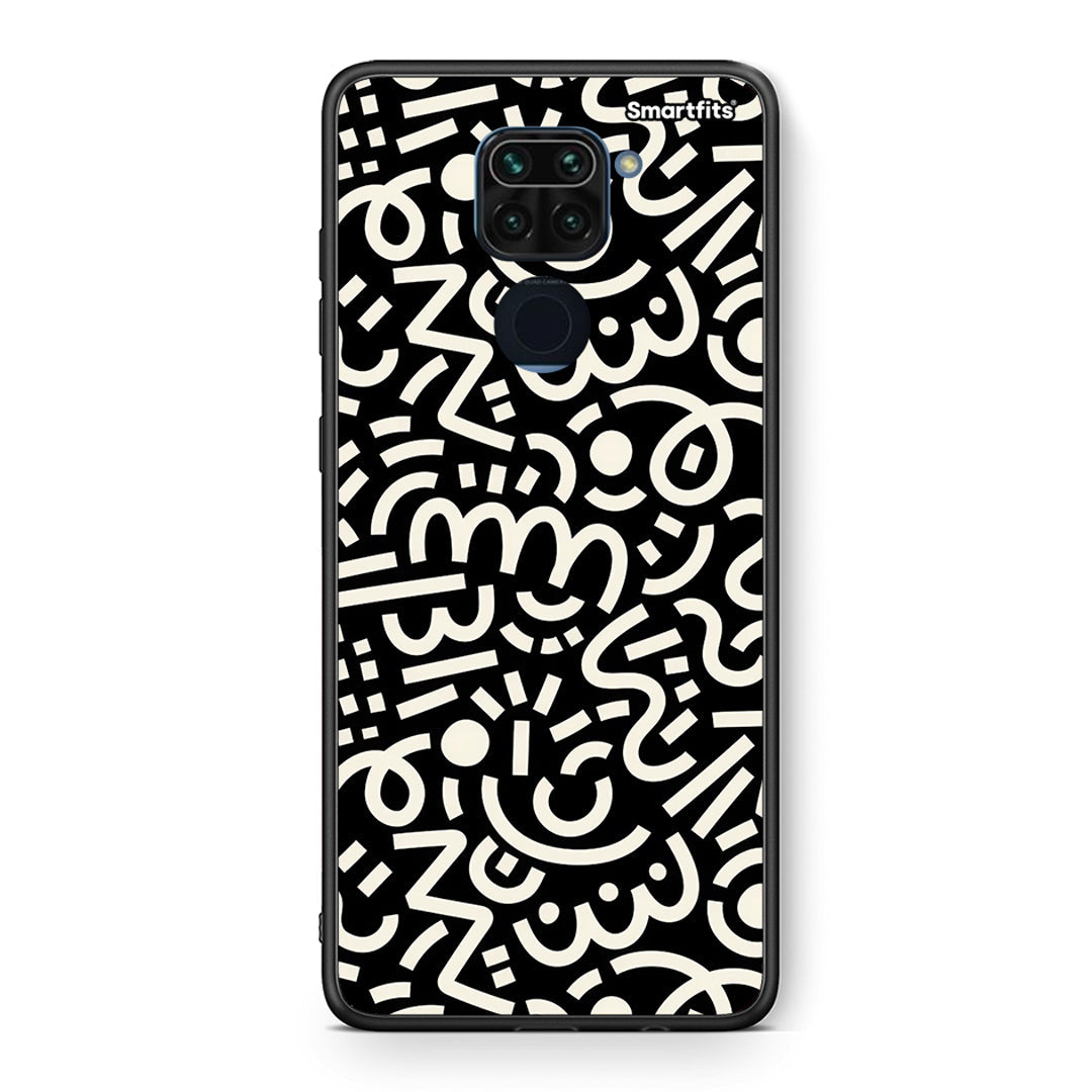 Θήκη Xiaomi Redmi Note 9 Doodle Art από τη Smartfits με σχέδιο στο πίσω μέρος και μαύρο περίβλημα | Xiaomi Redmi Note 9 Doodle Art case with colorful back and black bezels