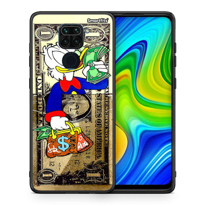 Θήκη Xiaomi Redmi Note 9 Duck Money από τη Smartfits με σχέδιο στο πίσω μέρος και μαύρο περίβλημα | Xiaomi Redmi Note 9 Duck Money case with colorful back and black bezels