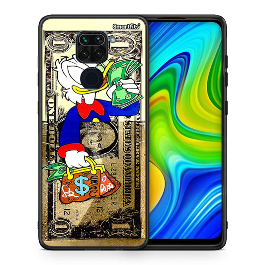 Θήκη Xiaomi Redmi Note 9 Duck Money από τη Smartfits με σχέδιο στο πίσω μέρος και μαύρο περίβλημα | Xiaomi Redmi Note 9 Duck Money case with colorful back and black bezels