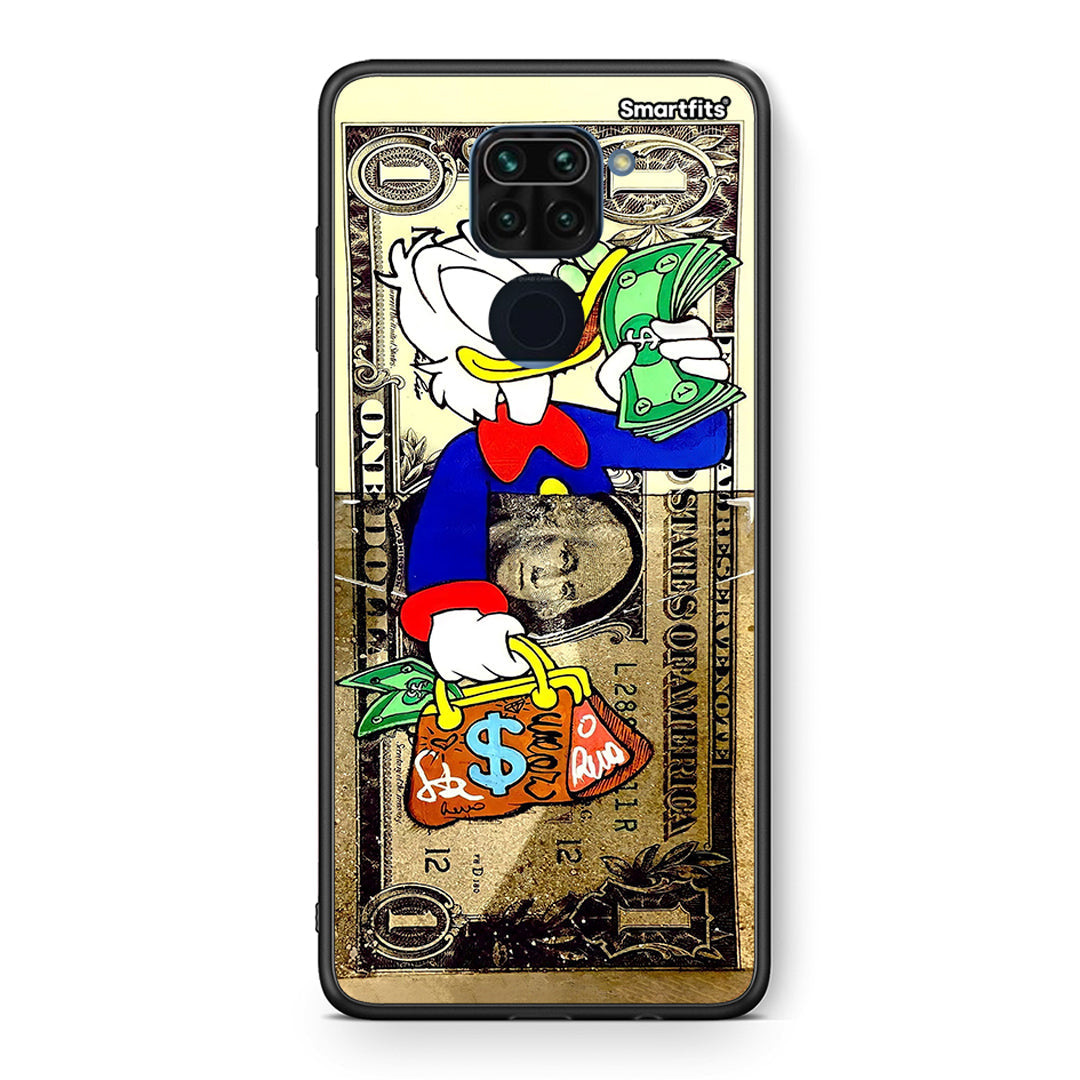 Θήκη Xiaomi Redmi Note 9 Duck Money από τη Smartfits με σχέδιο στο πίσω μέρος και μαύρο περίβλημα | Xiaomi Redmi Note 9 Duck Money case with colorful back and black bezels