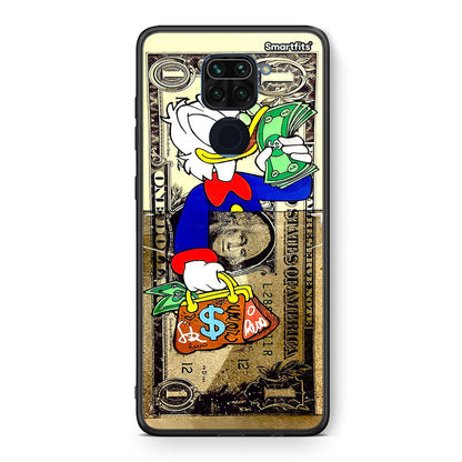Θήκη Xiaomi Redmi Note 9 Duck Money από τη Smartfits με σχέδιο στο πίσω μέρος και μαύρο περίβλημα | Xiaomi Redmi Note 9 Duck Money case with colorful back and black bezels