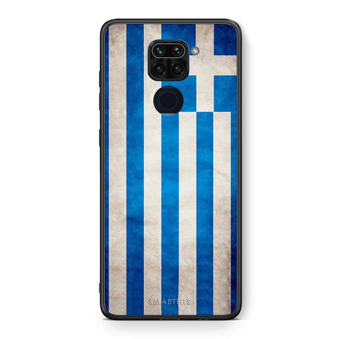 Θήκη Xiaomi Redmi Note 9 Greek Flag από τη Smartfits με σχέδιο στο πίσω μέρος και μαύρο περίβλημα | Xiaomi Redmi Note 9 Greek Flag case with colorful back and black bezels