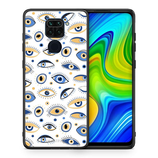 Θήκη Xiaomi Redmi Note 9 Ftou Ftou από τη Smartfits με σχέδιο στο πίσω μέρος και μαύρο περίβλημα | Xiaomi Redmi Note 9 LineArt Kiss case with colorful back and black bezels