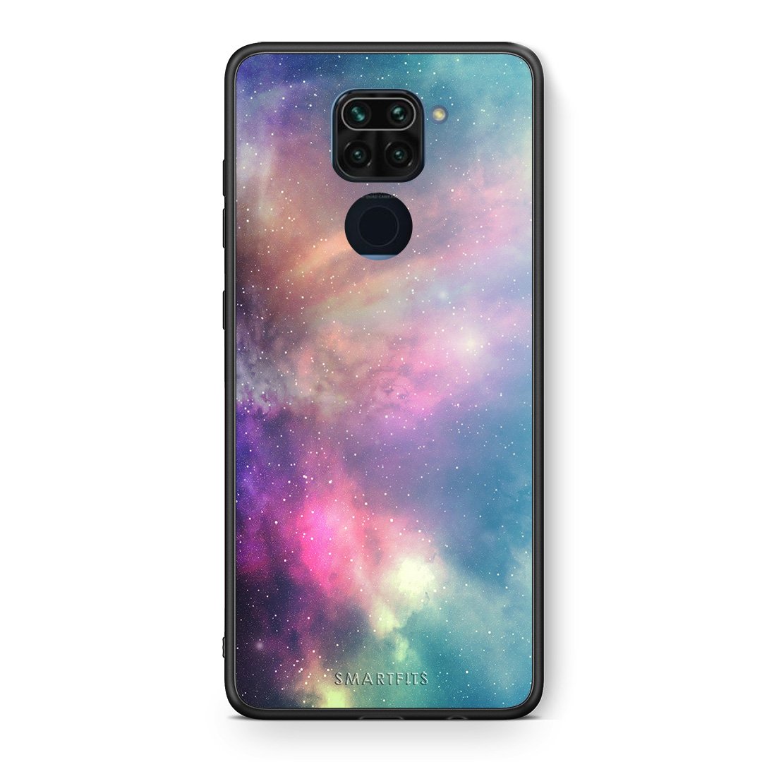 Θήκη Xiaomi Redmi Note 9 Rainbow Galaxy από τη Smartfits με σχέδιο στο πίσω μέρος και μαύρο περίβλημα | Xiaomi Redmi Note 9 Rainbow Galaxy case with colorful back and black bezels