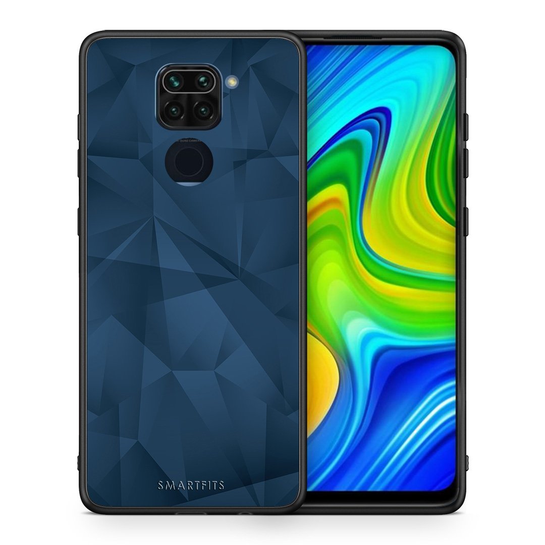 Θήκη Xiaomi Redmi Note 9 Blue Abstract Geometric από τη Smartfits με σχέδιο στο πίσω μέρος και μαύρο περίβλημα | Xiaomi Redmi Note 9 Blue Abstract Geometric case with colorful back and black bezels