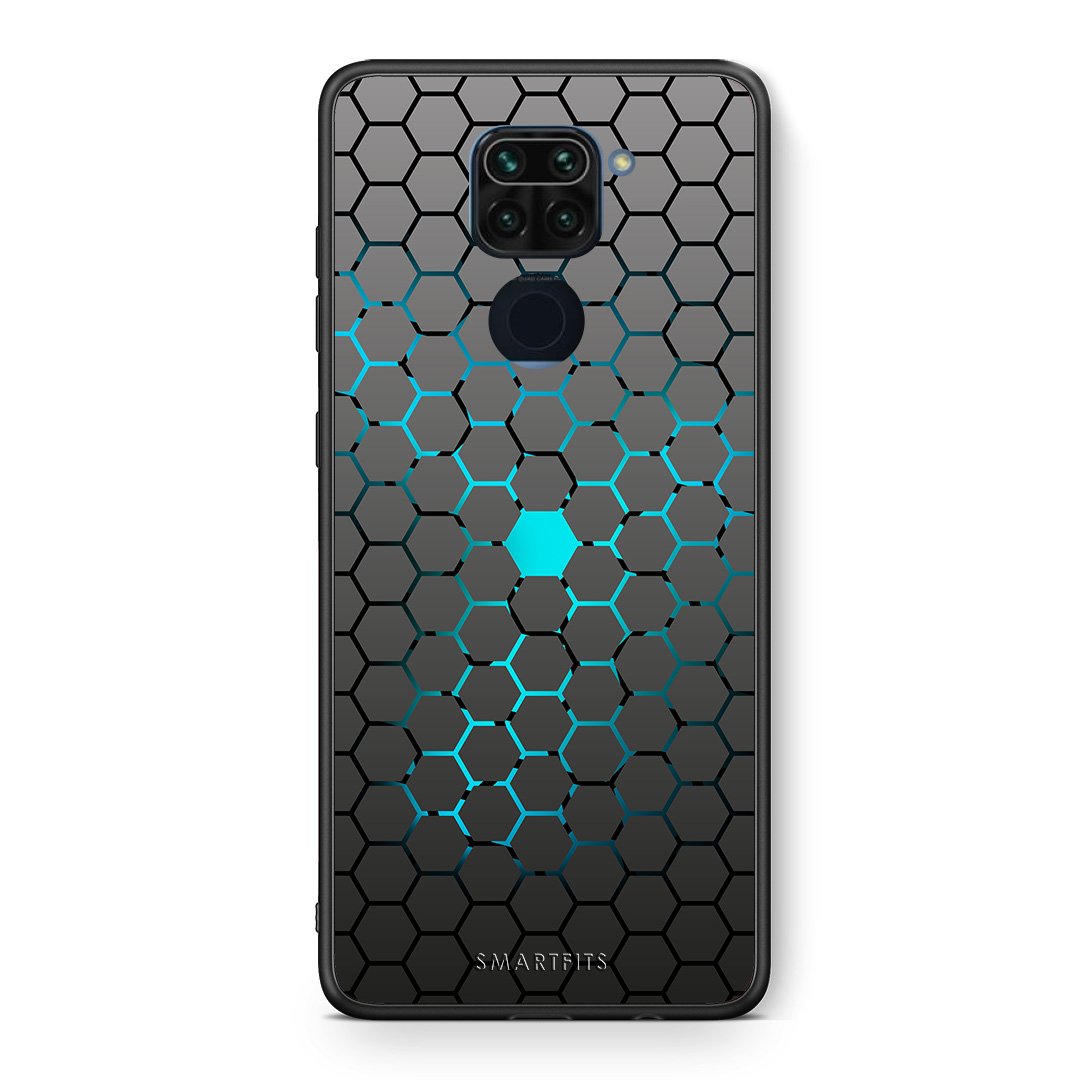 Θήκη Xiaomi Redmi Note 9 Hexagonal Geometric από τη Smartfits με σχέδιο στο πίσω μέρος και μαύρο περίβλημα | Xiaomi Redmi Note 9 Hexagonal Geometric case with colorful back and black bezels