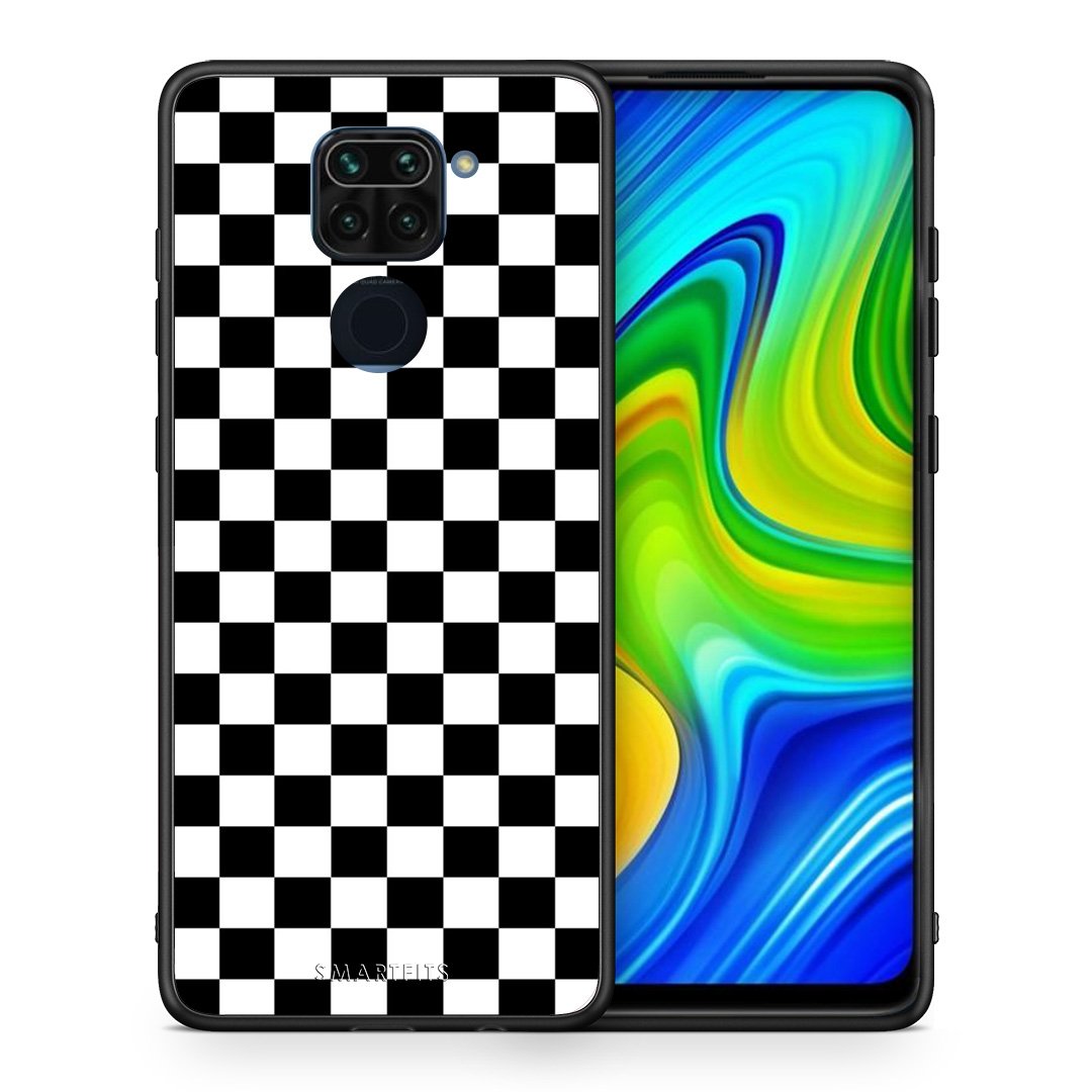 Θήκη Xiaomi Redmi Note 9 Squares Geometric από τη Smartfits με σχέδιο στο πίσω μέρος και μαύρο περίβλημα | Xiaomi Redmi Note 9 Squares Geometric case with colorful back and black bezels