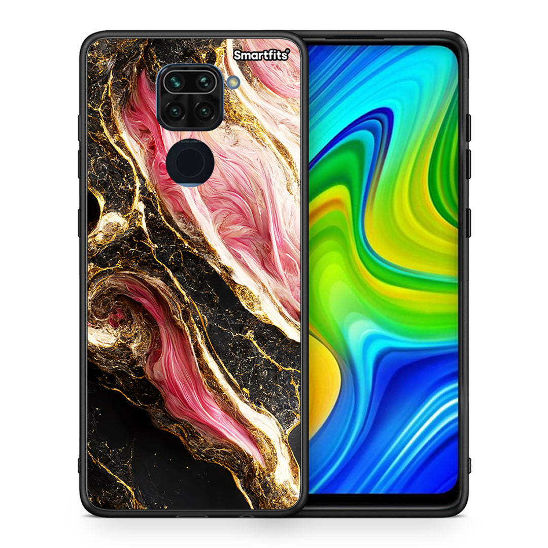 Θήκη Xiaomi Redmi Note 9 Glamorous Pink Marble από τη Smartfits με σχέδιο στο πίσω μέρος και μαύρο περίβλημα | Xiaomi Redmi Note 9 Glamorous Pink Marble case with colorful back and black bezels