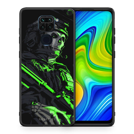 Θήκη Αγίου Βαλεντίνου Xiaomi Redmi Note 9 Green Soldier από τη Smartfits με σχέδιο στο πίσω μέρος και μαύρο περίβλημα | Xiaomi Redmi Note 9 Green Soldier case with colorful back and black bezels